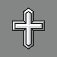 A cross icon on a gray background vector