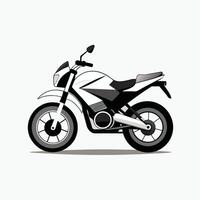 A motorcycle is shown in a flat style vector