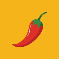 A red chili pepper on a yellow background vector
