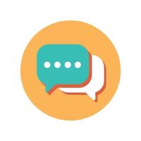 A flat icon of a speech bubble with two dots vector