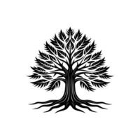 A black and white tree with roots vector