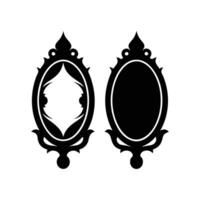 Two black and white oval mirrors on a white background vector