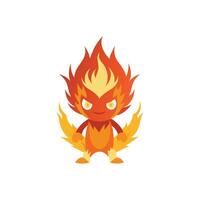 A cartoon character with fire on its head vector