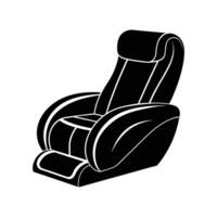 A black and white illustration of a recliner chair vector