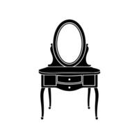 Black and white illustration of a dressing table vector