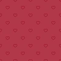 Seamless pattern of small red outline hearts on a red background vector
