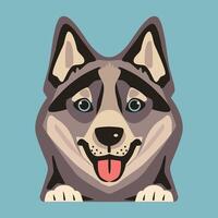 Cartoon card of head of hasky. vector
