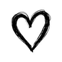 Artistic black heart illustration drawn with sketchy lines in a hand-drawn style on a plain white background, symbolizing love. Valentine's day illustration. vector