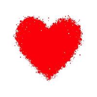 Red heart created using splatter effect, abstract artistic style, on a plain white background. Valentine's day illustration. vector