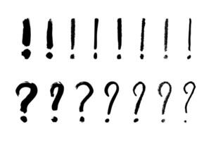 Hand drawn ink question and exclamation mark illustration in sketch style. Elements for design 3 vector