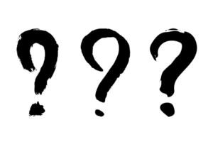 Hand drawn ink question mark illustration in sketch style. Elements for design 3 vector