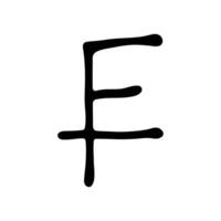 Hand drawn swiss franc currency symbol. Brush stroke doodle. Single element for design 3 vector