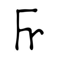 Hand drawn french franc currency symbol. Brush stroke doodle. Single element for design 3 vector