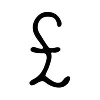 Hand drawn british pound currency symbol. Brush stroke doodle. Single element for design 3 vector
