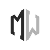 Modern Unique Hexagon Letter MW Logo Design Template. Elegant initial MW Letter Logo Concept vector