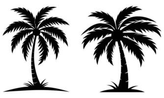 Set Of Summer Beach Palm Tree Silhouette Symbol vector