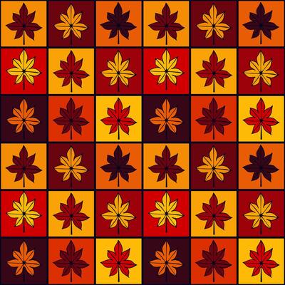 Geometric seamless pattern with autumn leaves