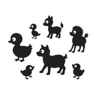 Small Group of Fluffy Lambs, Ducks, and Playful Kittens in a Cute Animal Bundle for Creative Projects vector
