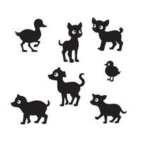 Baby Goats, Playful Kittens, Ducklings, and Puppies in an Adorable Animal Bundle for Artistic Projects vector