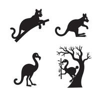 Tree-Dwelling Creatures Like Monkeys, Birds, and Cats Featured in a Wildlife Silhouette Bundle for Nature-Inspired Art vector