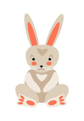Cartoon sitting full face gray bunny