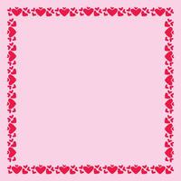 Pink square romantic background with frame of hearts vector