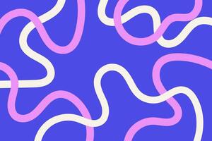 Abstract playful background with wavy line. Backdrop with organic curvy curly stripe. Wave line art. Red and blue colors vector