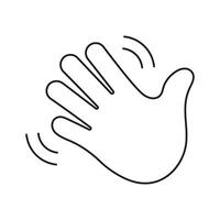Waving Hand Line Icon. Gesture of Hello or Goodbye Outline Symbol. Friendly Greeting Sign. Editable Stroke. Isolated Illustration vector