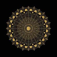 Round gradient mandala on black isolated background vector