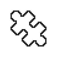 Pixelated Puzzle Pieces Icon. Jigsaw Symbol for Problem Solving and Collaboration in Pixel Art Style. Connection, Integration, and Teamwork. Isolated Illustration vector