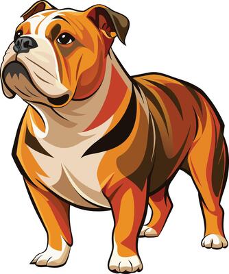 English Bulldog Standing 3D Illustration
