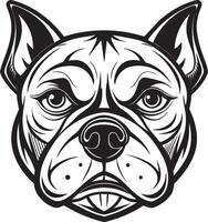 Stunning American Bulldog Face Icon Outline Drawing vector