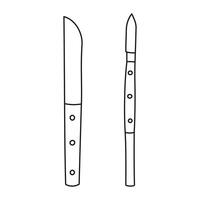 Sketch outline of a scalpel, knife silhouette, sketch of the silhouette of dentist tools. Concept of dentistry, orthodontics and medical instruments vector