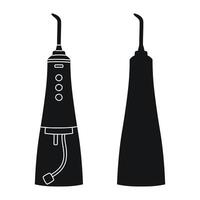 Black silhouette of an oral irrigator, water flosser, teeth brushing machine, portable water vector