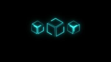 Glowing looping pentagonal neon square frame animation Isolated on Black Background video