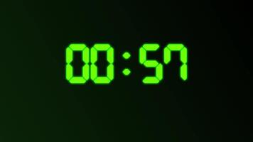 1 minute display timer counting down minutes and seconds Animation Isolated on Black Background video