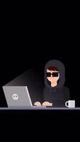 Hacker With Laptop Computer StealiPasswords And Breaking In Confidential Data On Vertical On Alpha Channel 2D Cartoon Animation video