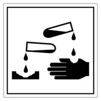 Caution Symbol for Hazardous Chemical Spills Featuring Test Tubes and Hand Interaction vector