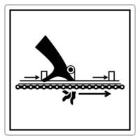 Symbol of manual cutting tool on conveyor belt with arrows indicating movement direction in production process vector