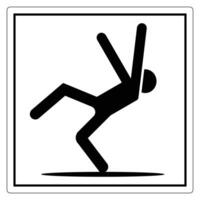 Cautionary Icon of Individual Slipping on a Surface in Black and White Design for Safety Signage vector