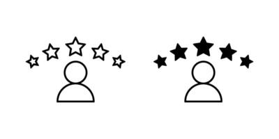 Person rating, review user icon. Avatar with five star sign symbol vector