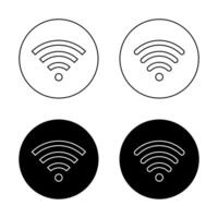 Wifi, wireless network outline icon on black circle. Public wi-fi area sign symbol vector