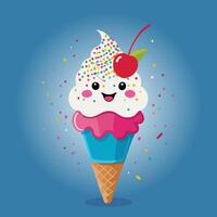 Ice cream cone with a cherry on top vector