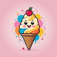 Illustration of Kawaii Ice Cream vector