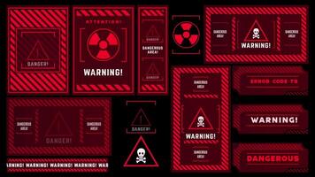 HUD Danger and Alert Attention Red Interface Signs Package video