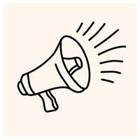 Megaphone hand drawn line. doodle loudspeaker vector