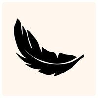 Feathers set black silhouette with doodle style drawing vector