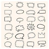 Speech bubble, speech balloon With illustration style doodle and line art vector