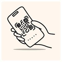 doodle scan qr code illustration doodle style vector