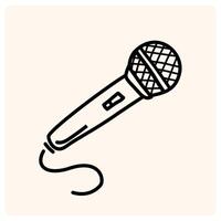 Simple Drawing of a Microphone with doodle drawing style vector